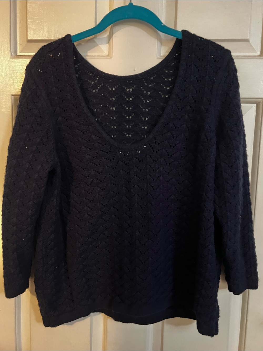 Boden Black Openwork Deep Back Crewneck Sweater - Picture 2 of 11